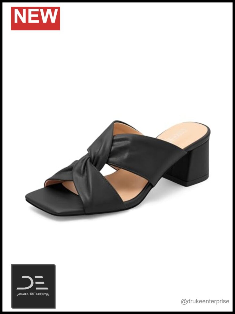 Women's Square Toe Low Block Heeled Mule Sandals with Cushioned Insole